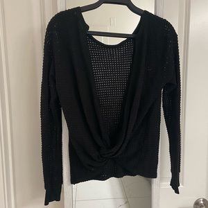 BLACK OPEN FRONT SWEATER